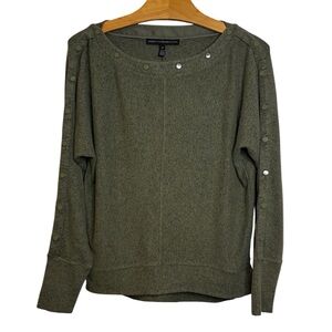 White House Black Market XS Dolman Button Sleeve Pullover Top Green